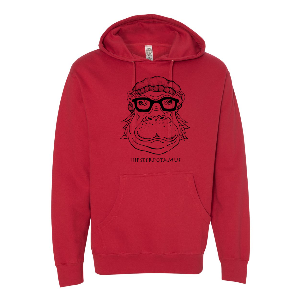 "Hipsterpotamus" Unisex Sweatshirt: Brown/Sandstone/ Red