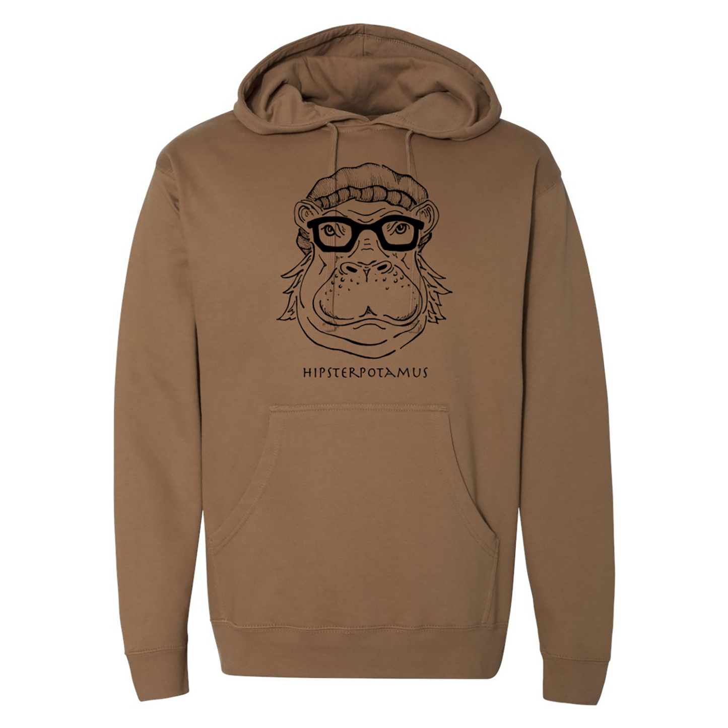 "Hipsterpotamus" Unisex Sweatshirt: Brown/Sandstone/ Red